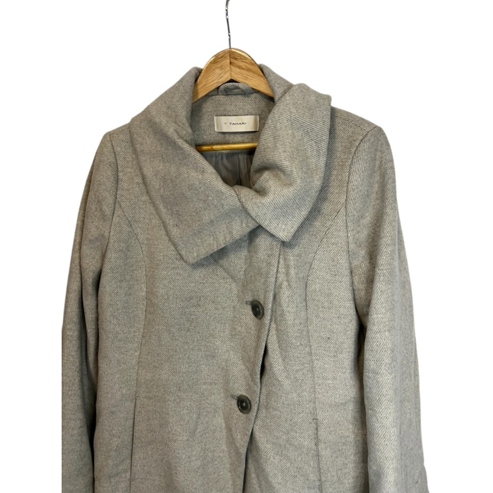 Women's T Tahari Gray Wool Blend Pea Coat M - Picture 3 of 12